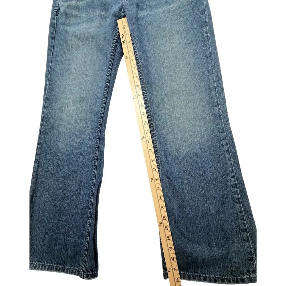 BKE Fulton Jeans Mens 31x30 Bootcut Medium Wash Distressed Buckle Denim Y2K